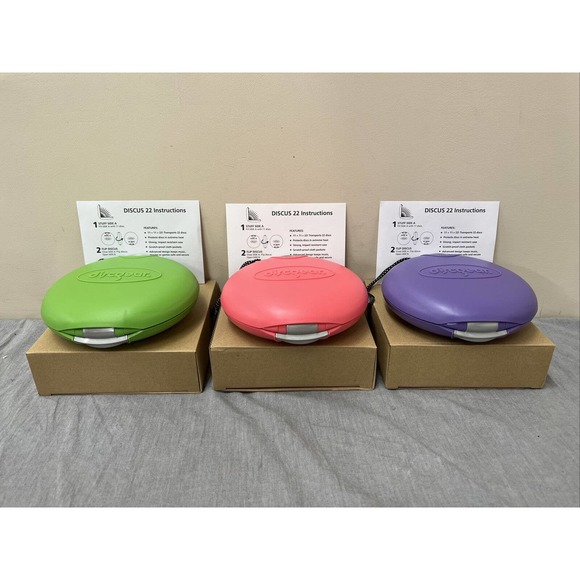 DiscGear 22 Slot Hard Plastic CD DVD Disc Storage Cases - Lot of 3 Pnk,Prpl,Lime - Picture 1 of 13